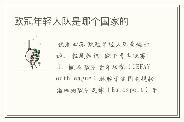 欧冠年轻人队是哪个国家的