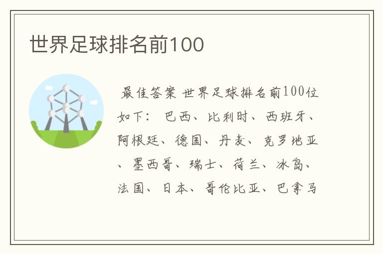 世界足球排名前100