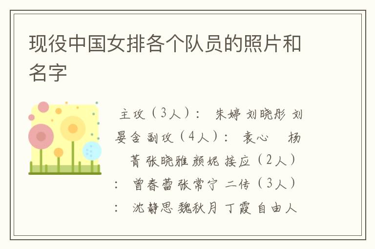 现役中国女排各个队员的照片和名字