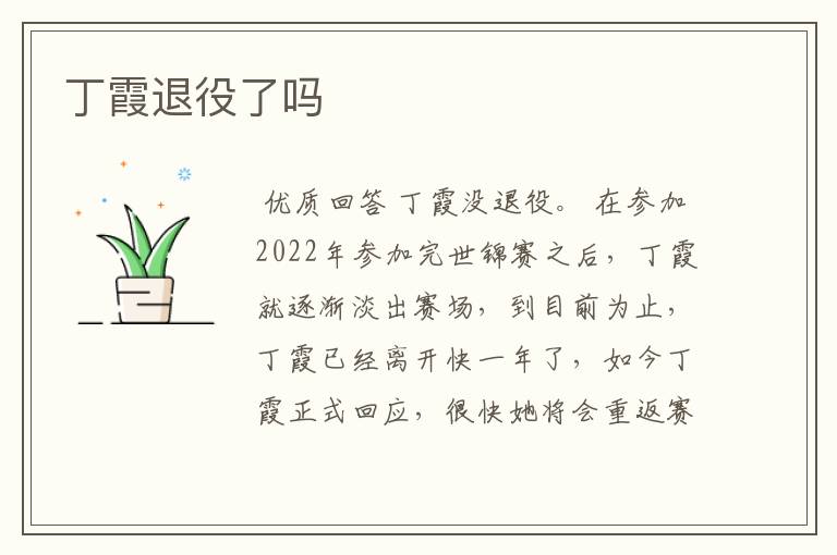 丁霞退役了吗