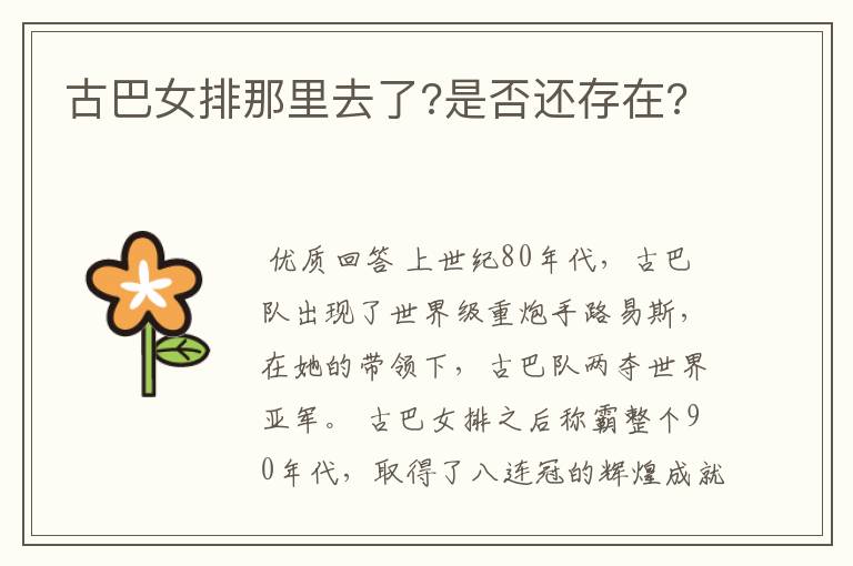 古巴女排那里去了?是否还存在?