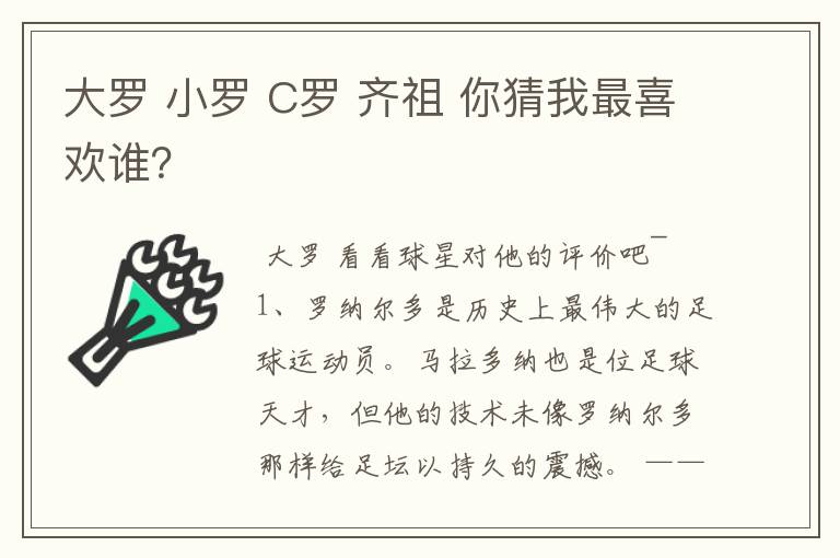 大罗 小罗 C罗 齐祖 你猜我最喜欢谁?