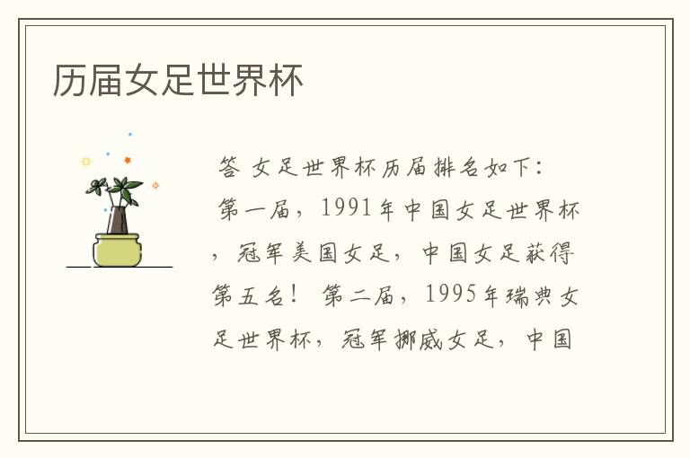 历届女足世界杯
