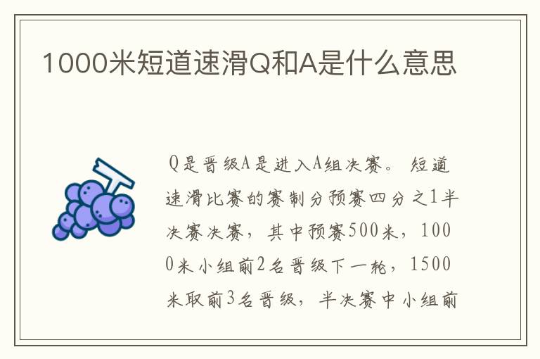 1000米短道速滑Q和A是什么意思
