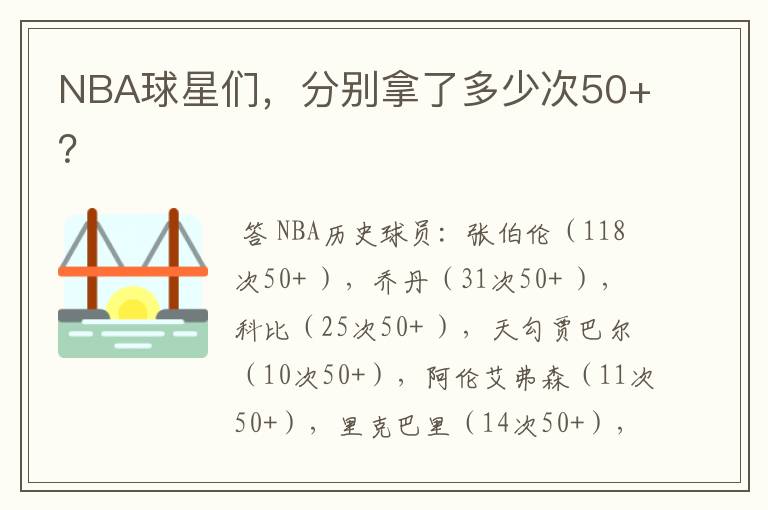 NBA球星们,分别拿了多少次50+?