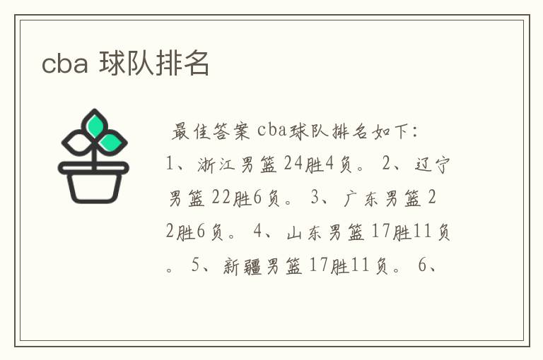 cba 球队排名