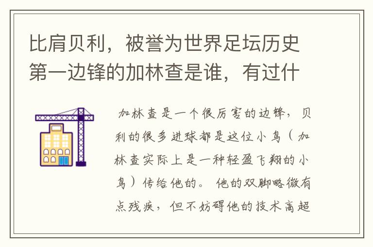 比肩贝利，被誉为世界足坛历史第一边锋的加林查是谁，有过什么荣誉？
