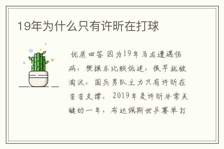 19年为什么只有许昕在打球