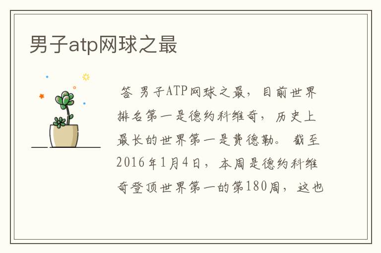 男子atp网球之最