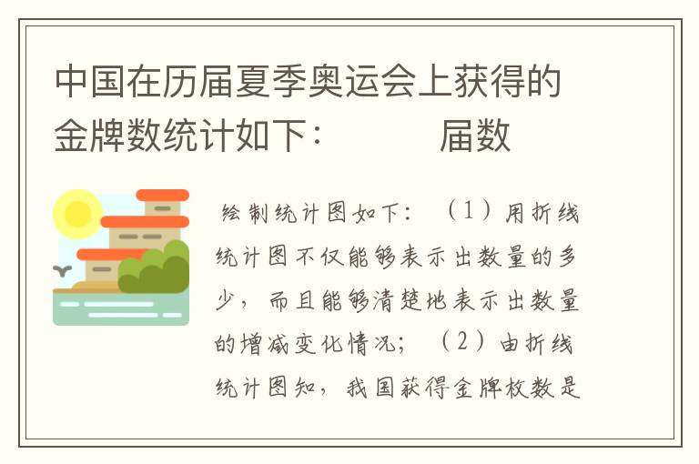 中国在历届夏季奥运会上获得的金牌数统计如下: 届数 24 25 26 27 28 29 30 枚数(枚)