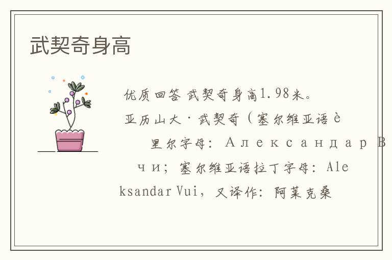 武契奇身高