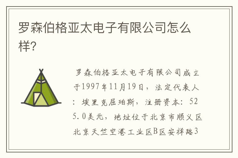 罗森伯格亚太电子有限公司怎么样？