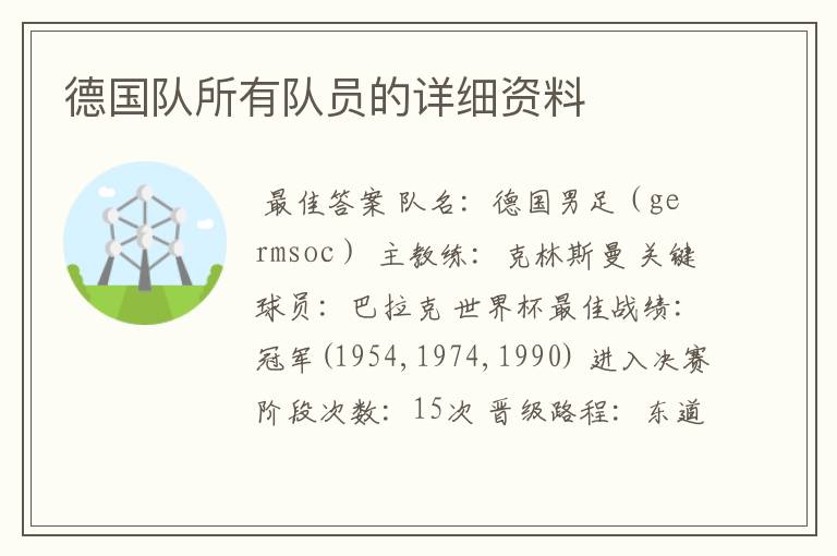 德国队所有队员的详细资料