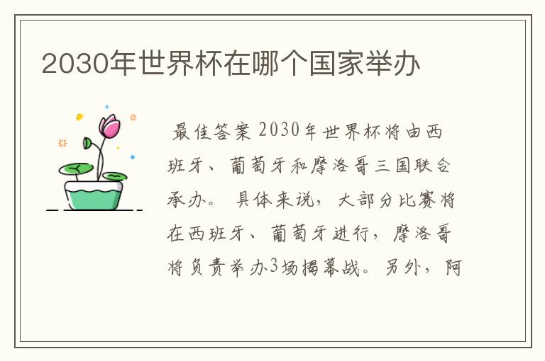 2030年世界杯在哪个国家举办