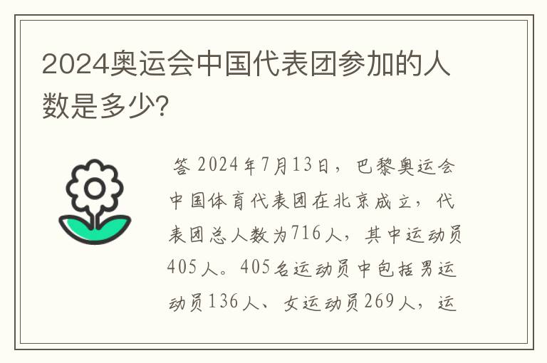2024奥运会中国代表团参加的人数是多少?