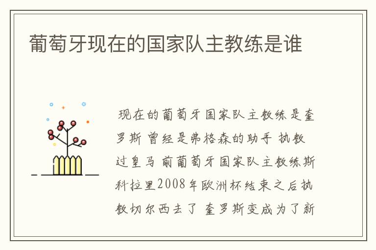 葡萄牙现在的国家队主教练是谁