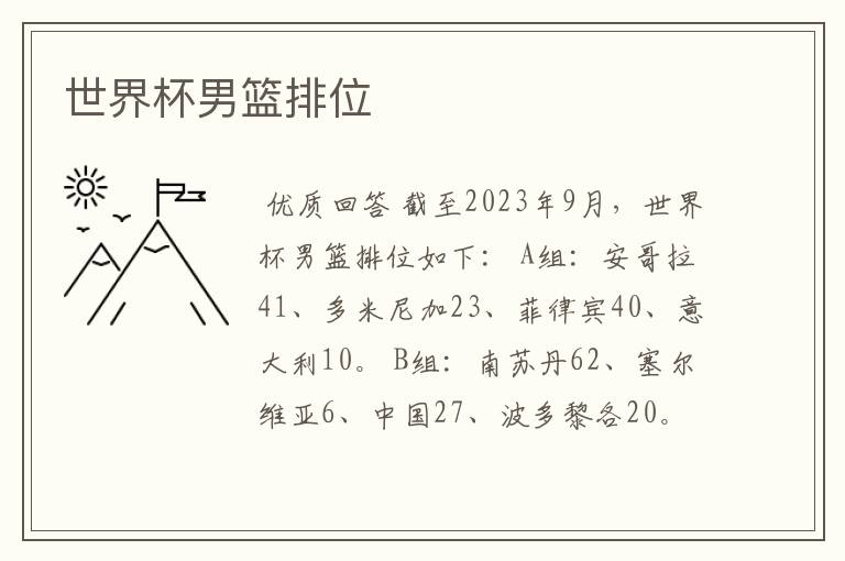 世界杯男篮排位