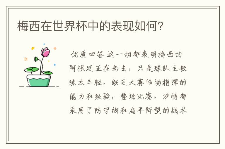 梅西在世界杯中的表现如何?