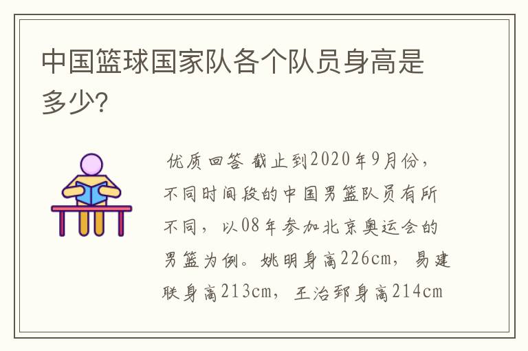 中国篮球国家队各个队员身高是多少?