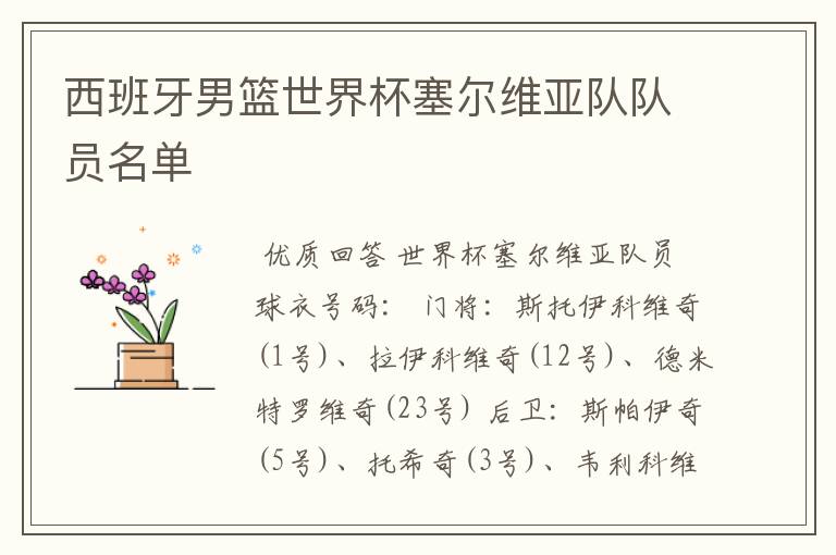 西班牙男篮世界杯塞尔维亚队队员名单