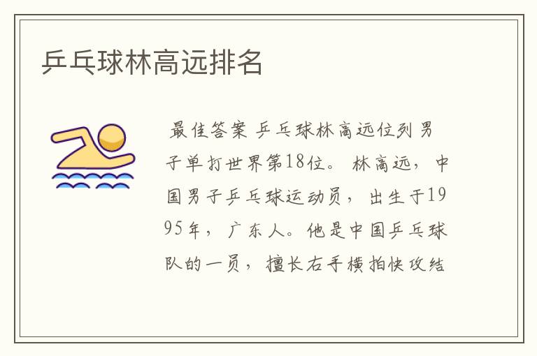 乒乓球林高远排名