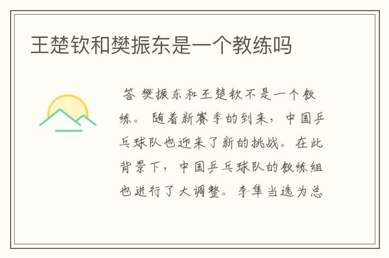 王楚钦和樊振东是一个教练吗