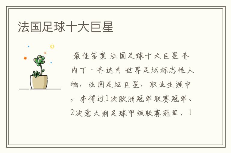法国足球十大巨星