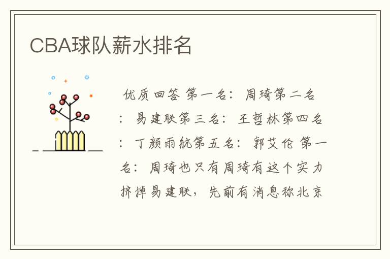CBA球队薪水排名