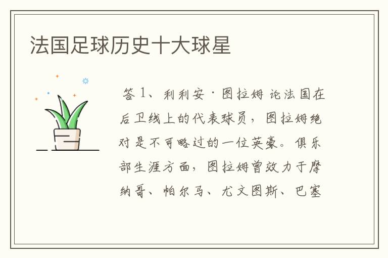 法国足球历史十大球星