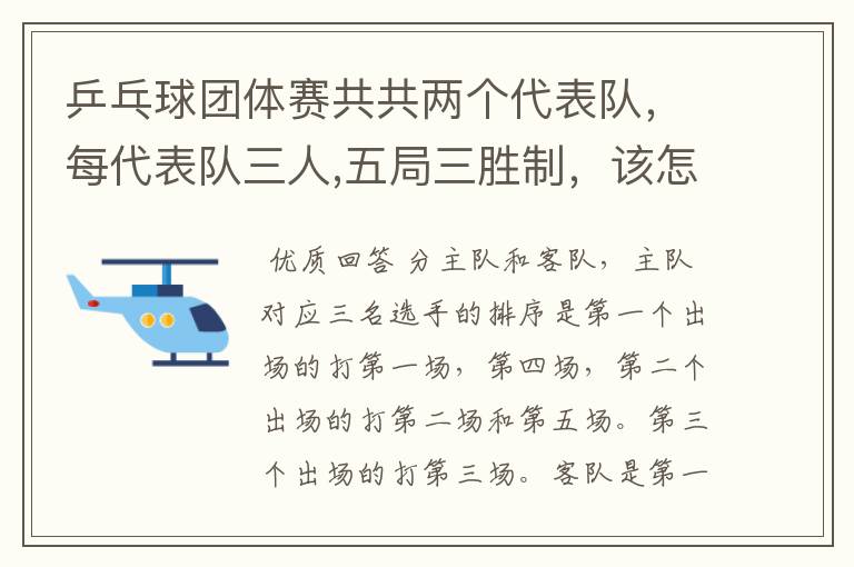 乒乓球团体赛共共两个代表队,每代表队三人,五局三胜制,该怎么排阵
