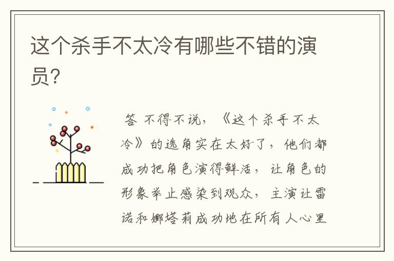 这个杀手不太冷有哪些不错的演员?