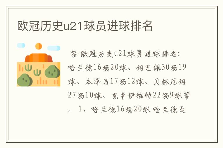欧冠历史u21球员进球排名