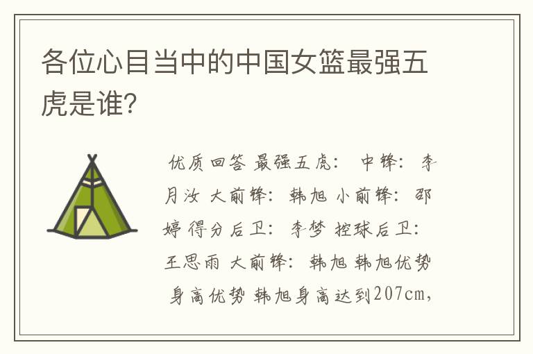 各位心目当中的中国女篮最强五虎是谁?