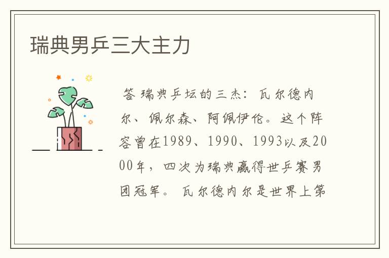 瑞典男乒三大主力