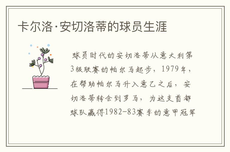 卡尔洛·安切洛蒂的球员生涯