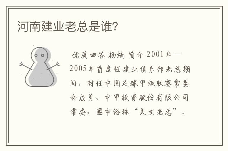 河南建业老总是谁?