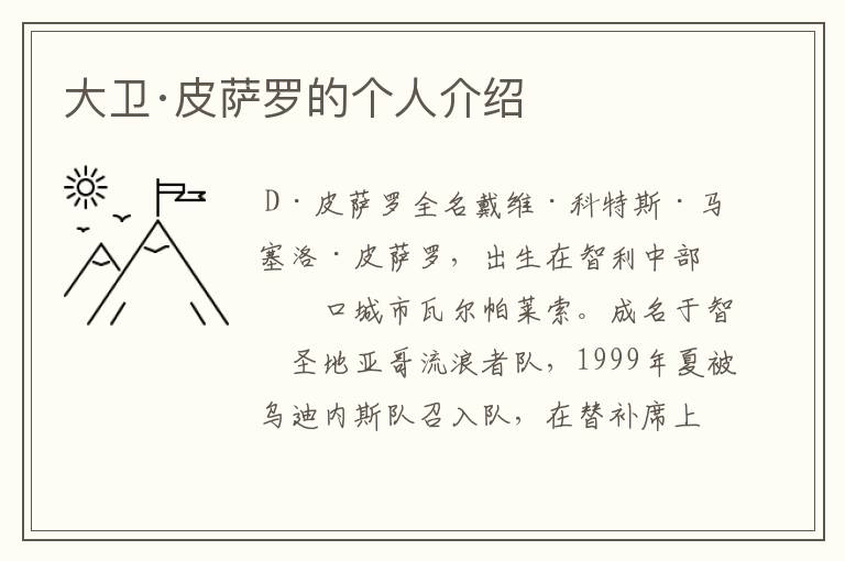 大卫·皮萨罗的个人介绍