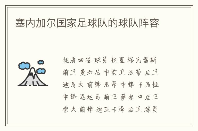塞内加尔国家足球队的球队阵容