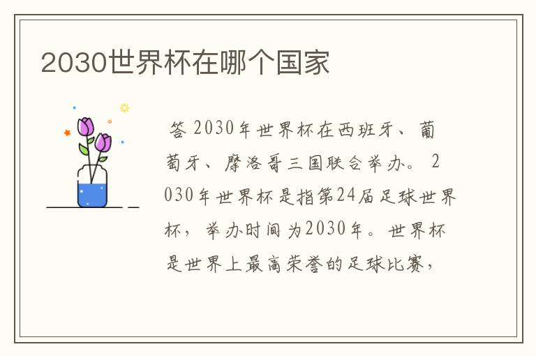 2030世界杯在哪个国家