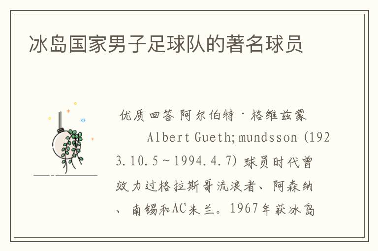 冰岛国家男子足球队的著名球员