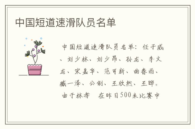 中国短道速滑队员名单