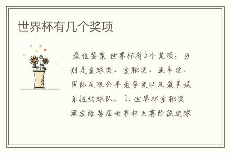 世界杯有几个奖项