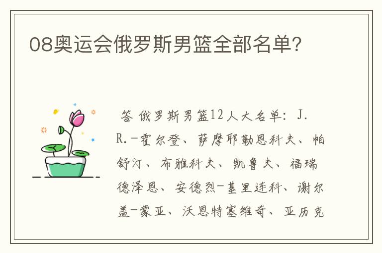 08奥运会俄罗斯男篮全部名单?