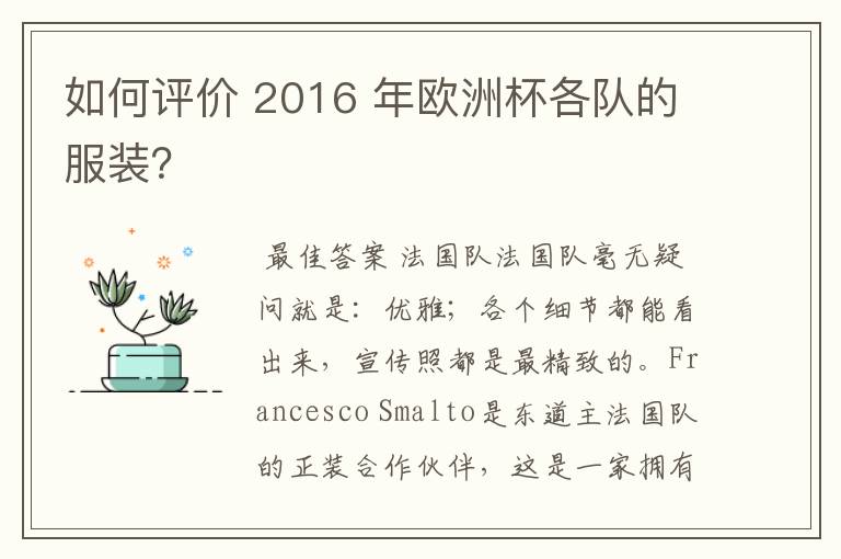 如何评价 2016 年欧洲杯各队的服装?