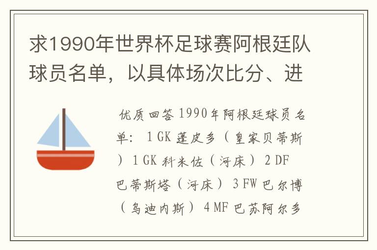 求1990年世界杯足球赛阿根廷队球员名单,以具体场次比分、进球者