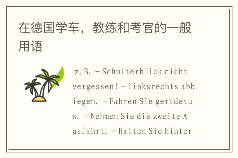 在德国学车,教练和考官的一般用语