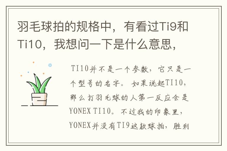 羽毛球拍的规格中,有看过Ti9和Ti10,我想问一下是什么意思,有什么区别。