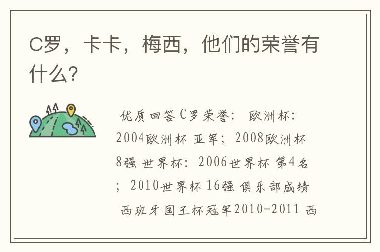 C罗,卡卡,梅西,他们的荣誉有什么?