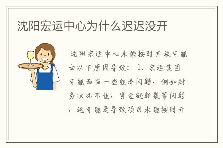 沈阳宏运中心为什么迟迟没开