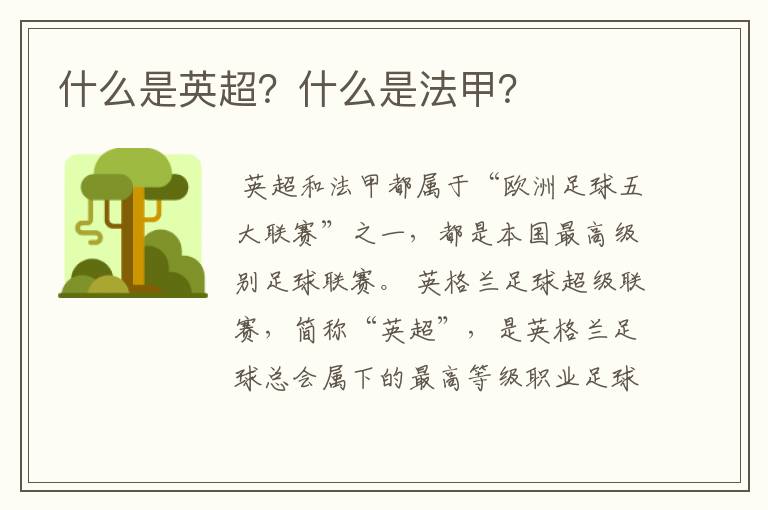 什么是英超?什么是法甲?